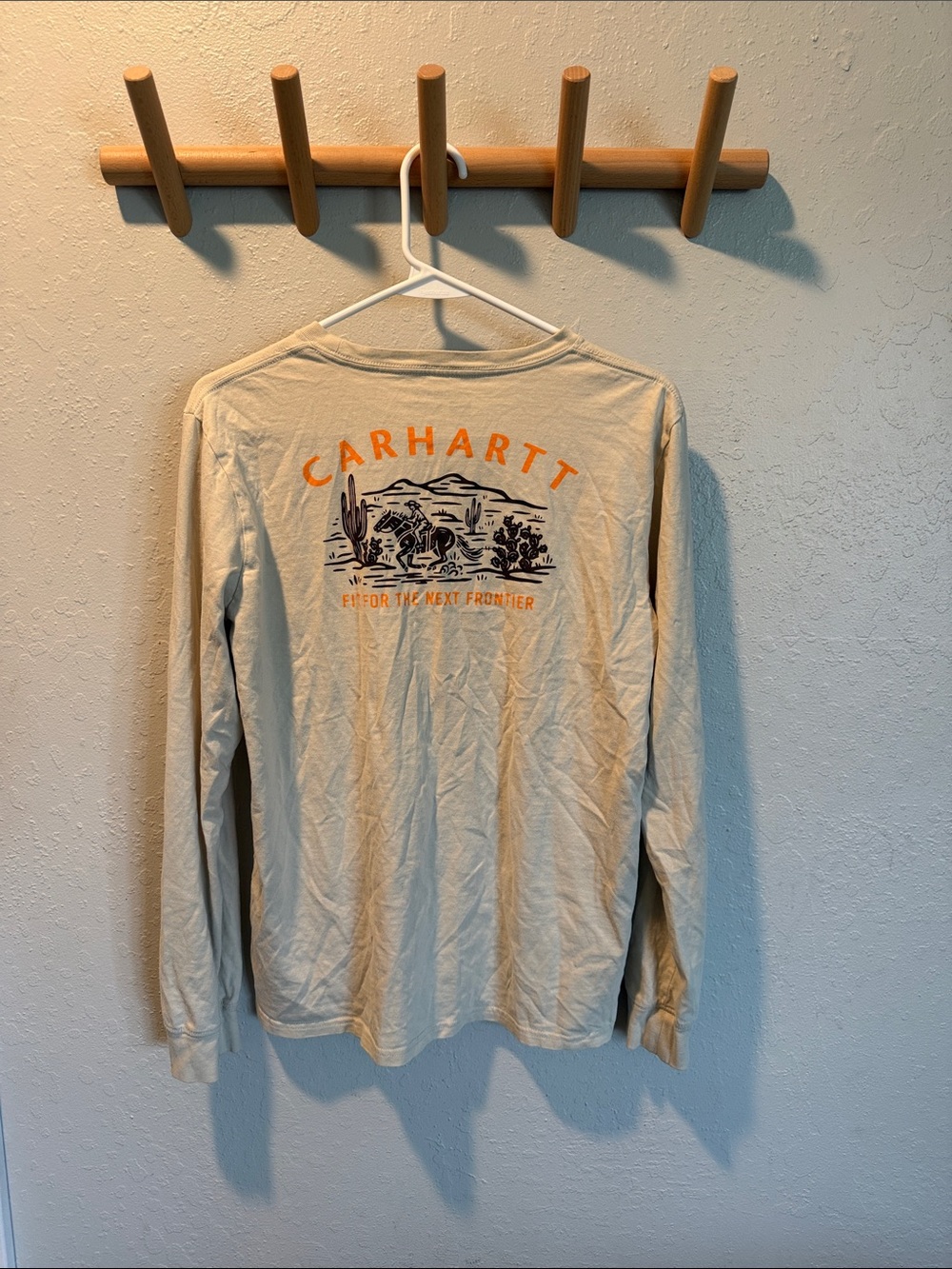 Carhartt Men’s Long-Sleeve Desert Graphic Tee - Sand with Orange Print